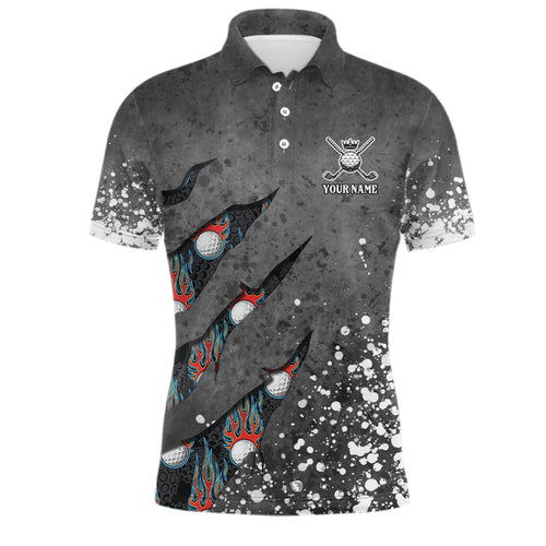 Paint Splash 3D Mens Golf Polo Shirts Personalized Fire Flame Golf Shirts For Mens Golf Gifts LDT1050