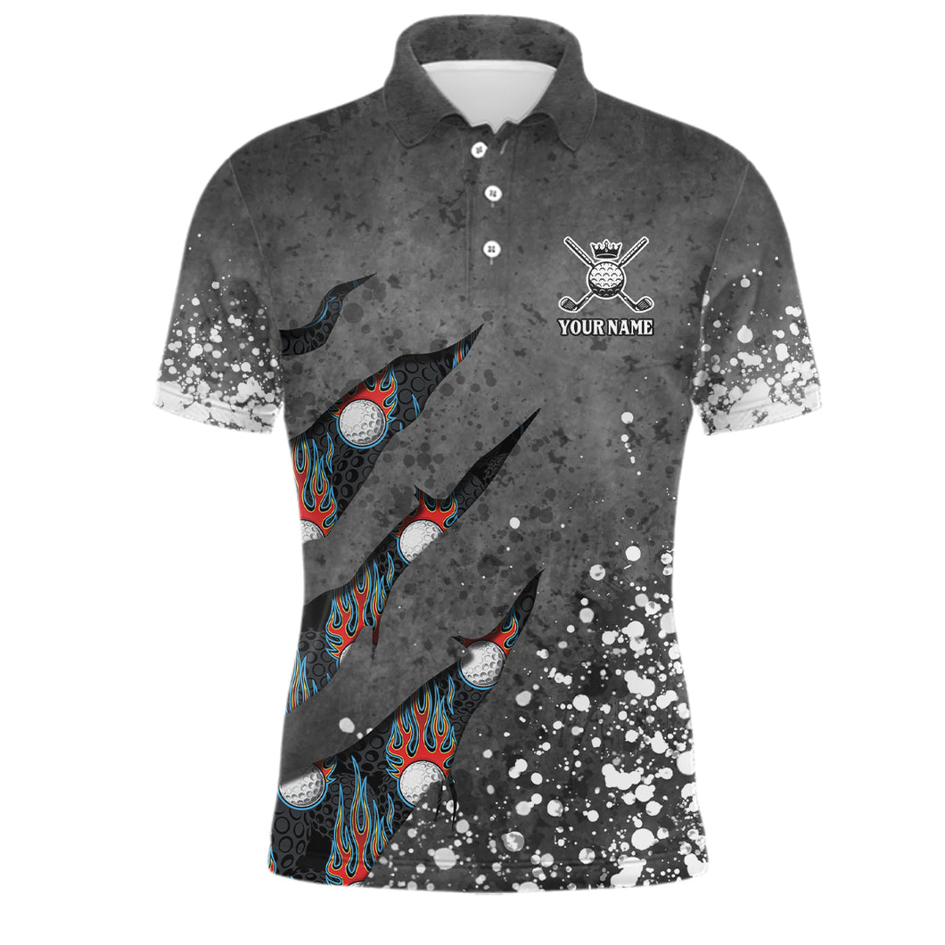 Paint Splash 3D Mens Golf Polo Shirts Personalized Fire Flame Golf Shirts For Mens Golf Gifts LDT1050