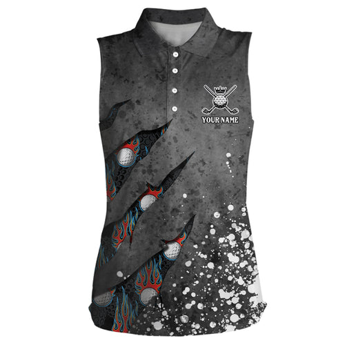 Paint Splash 3D Womens Sleeveless Polo Shirts Personalized Flame Golf Shirts For Women Golf Gifts LDT1050