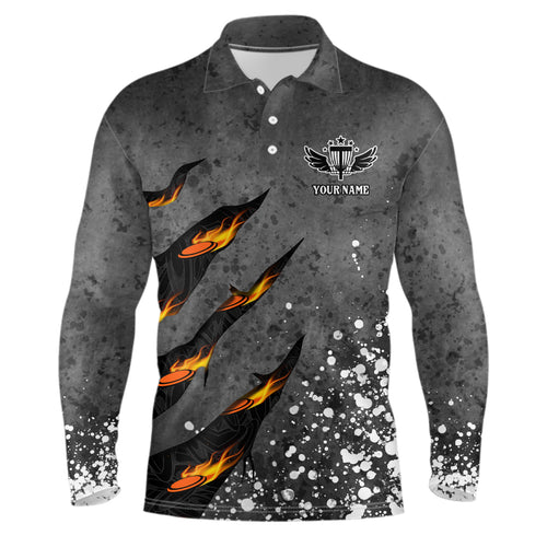 Paint Splash Mens Disc Golf Polo Shirt Personalized Fire Flame Disc Golf Shirts For Men Golf Gifts LDT1051