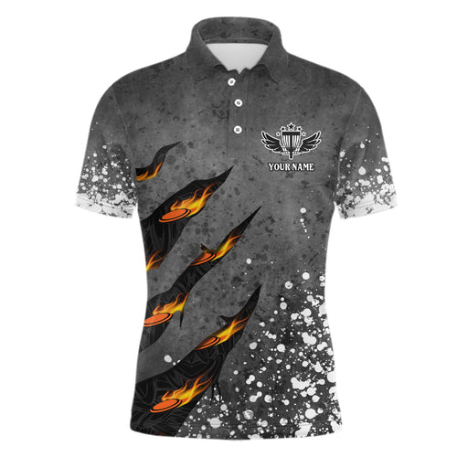 Paint Splash Mens Disc Golf Polo Shirt Personalized Fire Flame Disc Golf Shirts For Men Golf Gifts LDT1051