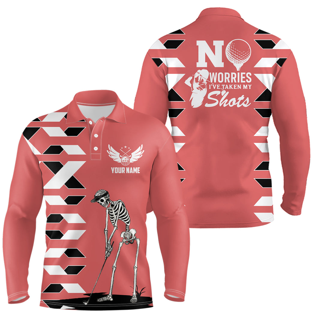 Mens Skull Golf Polo Shirts Personalized Pink Golf Shirts For Men, Halloween Golf Gifts LDT0241