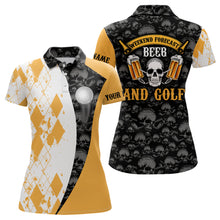 Load image into Gallery viewer, Weekend Forecast Beer &amp; Golf Argyle Pattern Skull Golf Polo Shirt Beer Golf Shirts For Women LDT0537