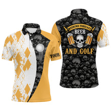 Load image into Gallery viewer, Weekend Forecast Beer &amp; Golf Argyle Pattern Skull Mens Golf Polo Shirt Beer Golf Shirts For Men LDT0537