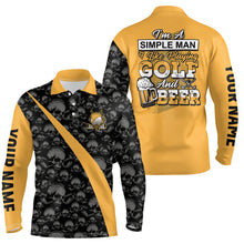 Load image into Gallery viewer, Im A Simple Man I Like Playing Golf &amp; Beer Skull Golf Polo Shirt Beer Golf Shirts For Men LDT0539