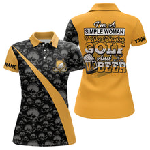 Load image into Gallery viewer, Im A Simple Woman I Like Playing Golf &amp; Beer Skull Golf Polo Shirt Beer Golf Shirts For Women LDT0539