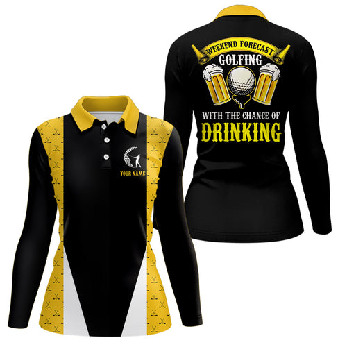 Golfing With The Chance Of Drinking Golf Clubs Seamless Polo Shirt Beer Golf Shirts For Women LDT0542