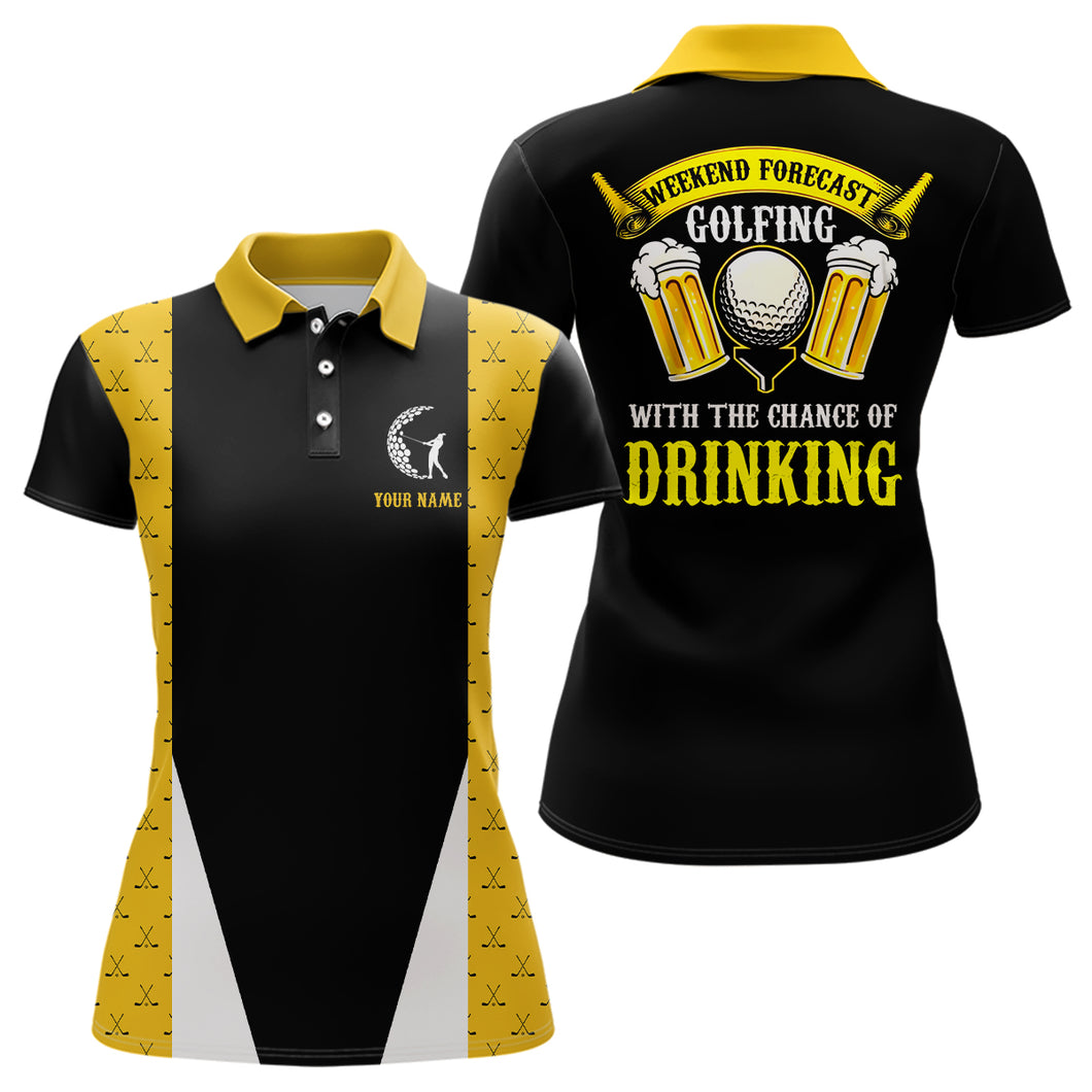 Golfing With The Chance Of Drinking Golf Clubs Seamless Polo Shirt Beer Golf Shirts For Women LDT0542