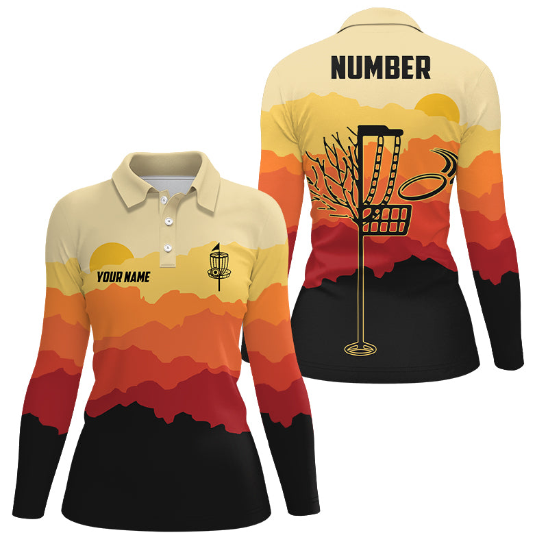 Sunset Pattern Womens Golf Polo Shirts, Custom Golf Shirt Disc Golf Shirts For Women, Golf Gifts LDT0054