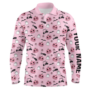 Pink Halloween Mens Golf Polo Shirts Custom Golf Shirts For Men Cute Halloween Golf Gifts LDT0548