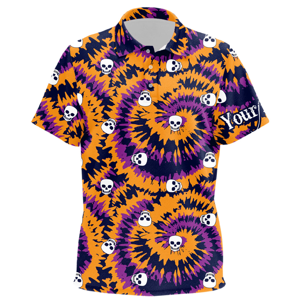 Halloween Crazy Skull Golf Kids Polo Shirt Funny Tie Dye Print Halloween Golf Shirts For Kid LDT0556