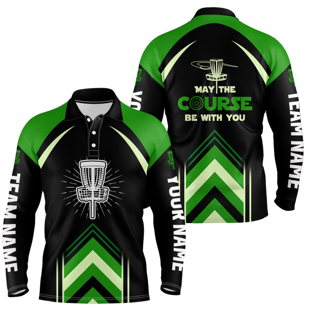 May The Course Be With You Green Mens Disc Golf Polo Shirts Custom Disc Golf Shirts For Men LDT1246