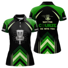 Load image into Gallery viewer, May The Course Be With You Green Womens Disc Golf Polo Shirt Custom Disc Golf Shirt For Women LDT1246