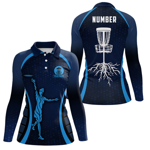 Navy Womens Golf Polo Shirts, Custom Cool Golf Shirts Disc Golf Shirts For Women, Golf Gifts LDT0058