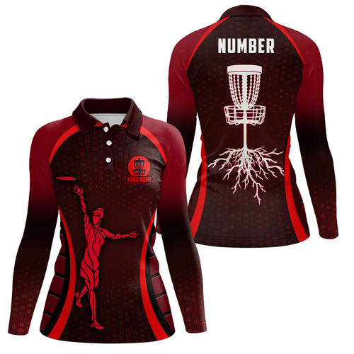 Womens Red Golf Polo Shirts, Custom Cool Golf Shirts Disc Golf Shirts For Women, Cool Golf Gifts LDT0059