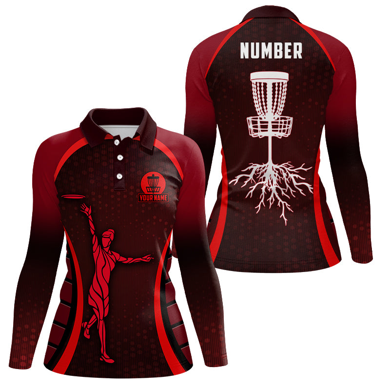 Womens Red Golf Polo Shirts, Custom Cool Golf Shirts Disc Golf Shirts For Women, Cool Golf Gifts LDT0059