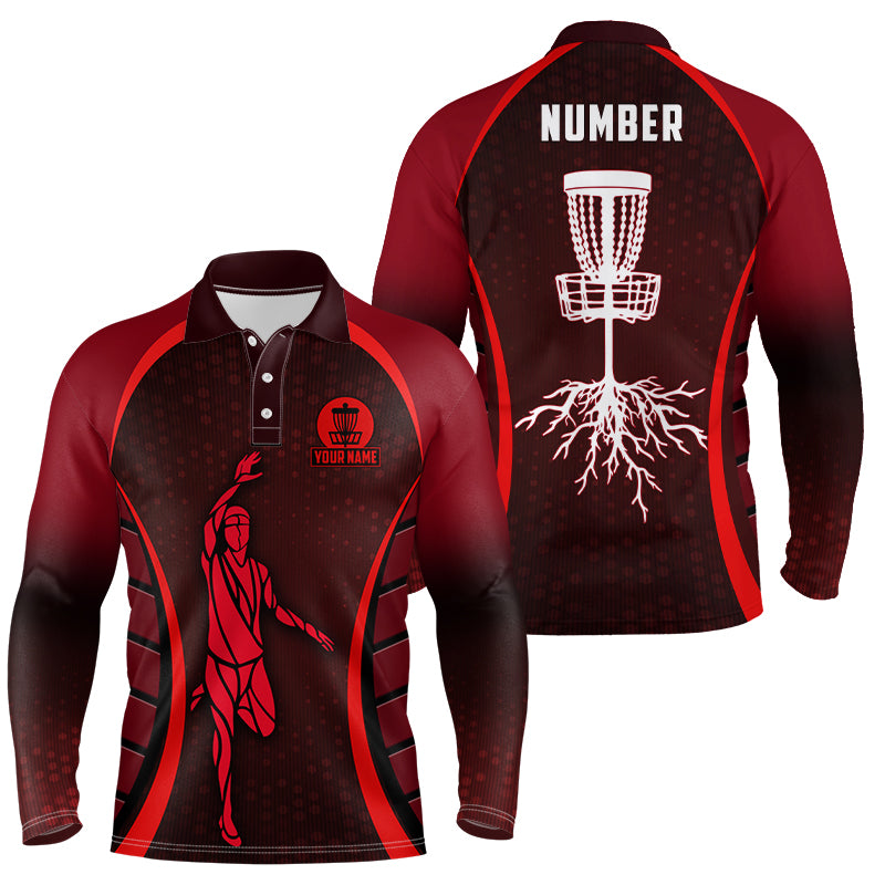 Mens Red Golf Polo Shirts, Custom Cool Golf Shirts Disc Golf Shirts For Men, Cool Golf Gifts LDT0059