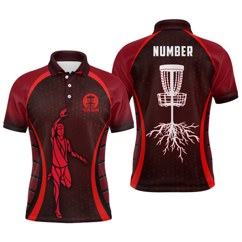 Mens Red Golf Polo Shirts, Custom Cool Golf Shirts Disc Golf Shirts For Men, Cool Golf Gifts LDT0059