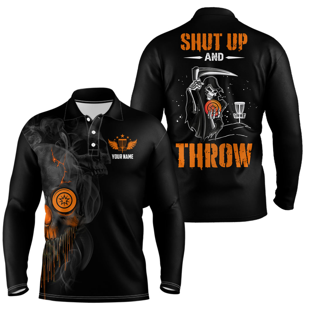 Mens Skull Golf Shirt, Custom Golf Shirt With Skulls, Disc Golf Shirts For Men, Halloween Golf Gifts LDT0061