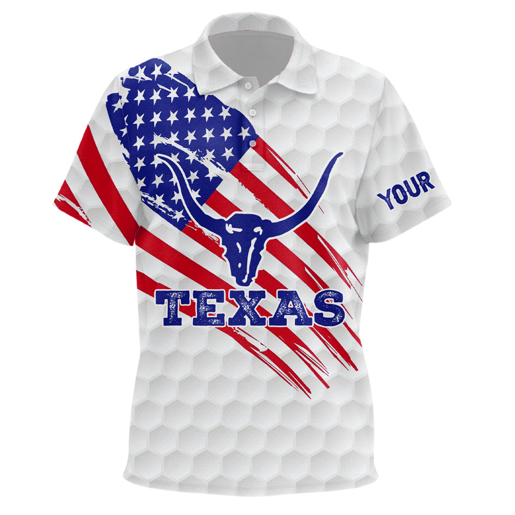Texas Flag Longhorn Unisex Kids Golf Polo Shirts Custom Patriotic Golf Shirts For Kid Golf Gifts LDT0258
