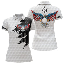 Load image into Gallery viewer, Ripped American Flag Golf Polos Custom Us Eagle Golf Shirts For Women Patriotic Golf Gifts LDT0253