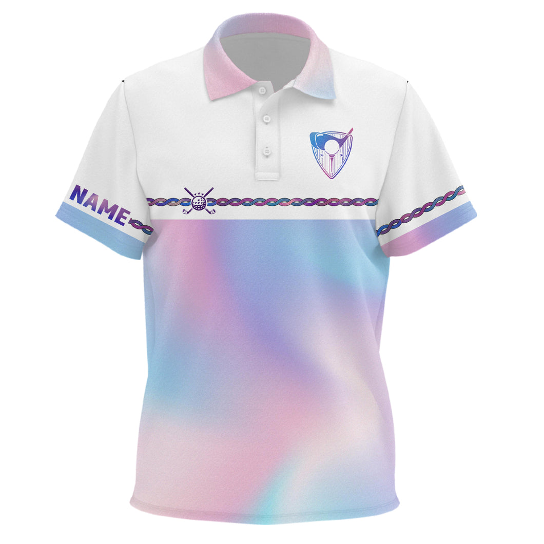 Personalized Golf Kids Polo Shirt Custom Gradient Pastel Rainbow Golf Shirts For Kid Golf outfit LDT0867