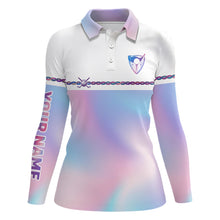 Load image into Gallery viewer, Personalized Womens Golf Shirt Custom Gradient Pastel Rainbow Golf Tops For Women Golf outfit LDT0867