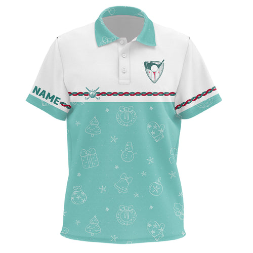 Turquoise Christmas Golf Kids Polo Shirt Custom Winter Pattern Golf Shirts For Kid Xmas Golf gifts LDT0869