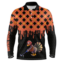 Load image into Gallery viewer, Golf Turkey Thanksgiving Golf Mens Polo Shirt Orange Pumpkin Custom Golf Shirts For Men Golf Gifts LDT0873