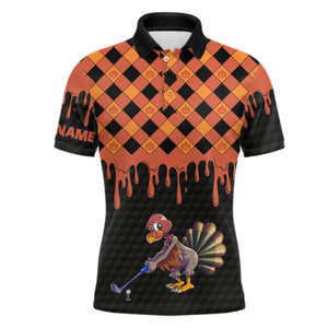 Golf Turkey Thanksgiving Golf Mens Polo Shirt Orange Pumpkin Custom Golf Shirts For Men Golf Gifts LDT0873