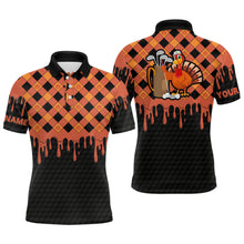 Load image into Gallery viewer, Golf Turkey Thanksgiving Golf Mens Polo Shirt Orange Pumpkin Custom Golf Shirts For Men Golf Gifts LDT0874