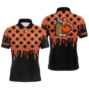 Golf Turkey Thanksgiving Golf Mens Polo Shirt Orange Pumpkin Custom Golf Shirts For Men Golf Gifts LDT0874