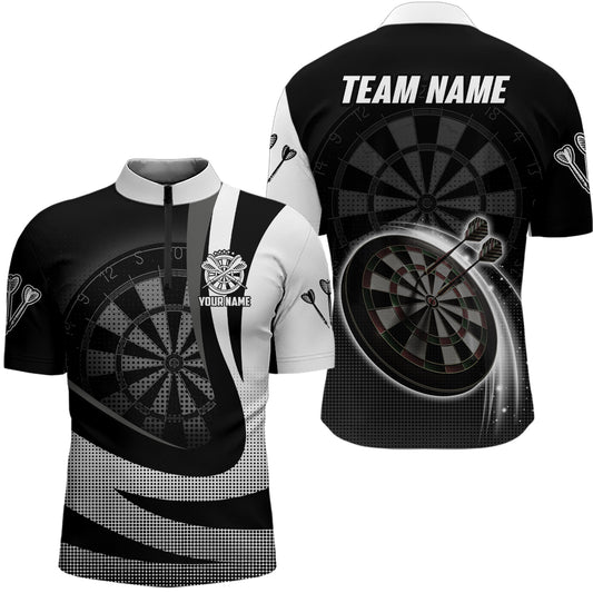 Personalized Black White 3D Darts Quarter-Zip Shirt Custom Cool Darts Team Jersey For Men LDT1076