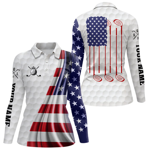 3D American Flag Womens Golf Polo Shirts Custom Patriotic Golf Tops For Women Golfing Gifts LDT1071