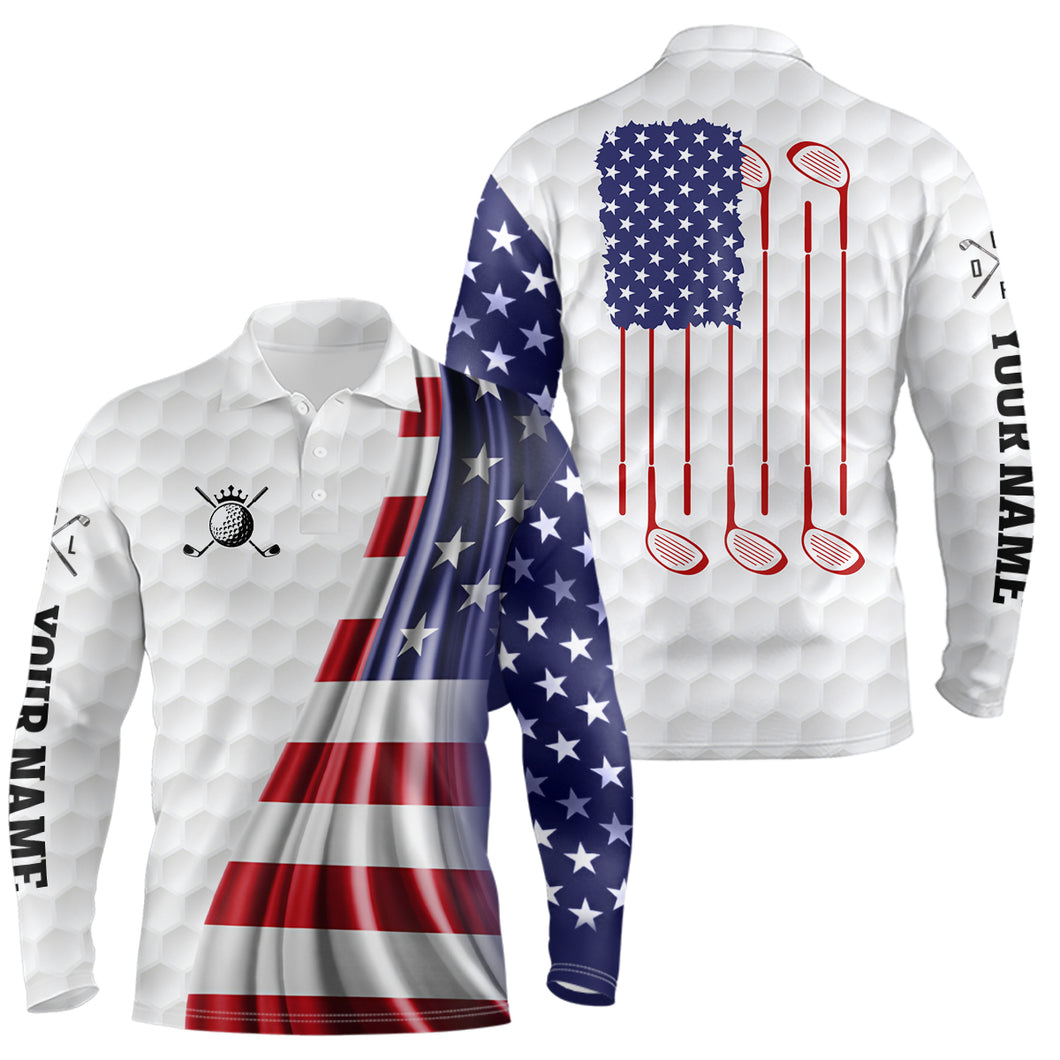 3D American Flag Mens Golf Polo Shirts Customized Patriotic Golf Tops For Men Golfing Gifts LDT1071
