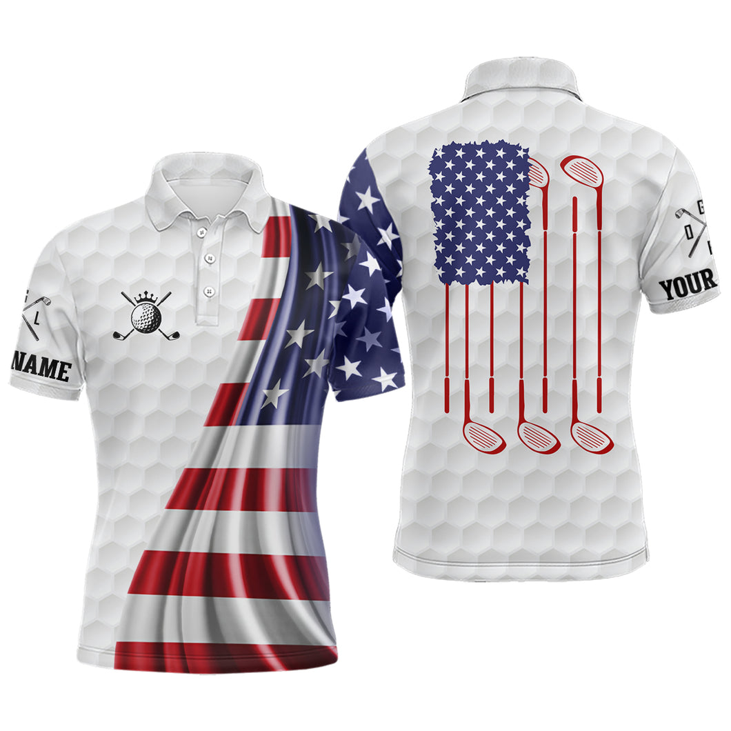 3D American Flag Mens Golf Polo Shirts Customized Patriotic Golf Tops For Men Golfing Gifts LDT1071
