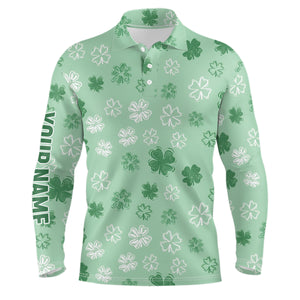 Mens Golf Polo Shirt Green Clover St Patrick Day Custom Golf Shirts For Men Best Golfing Gifts LDT1256