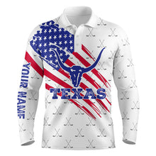 Load image into Gallery viewer, Texas Flag Longhorn Mens Golf Polo Shirts, Custom Patriotic Golf Shirts For Men, Best Golf Gifts LDT0071