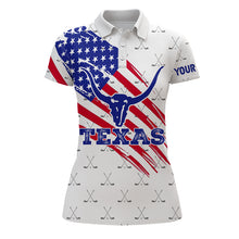 Load image into Gallery viewer, Texas Flag Longhorn Womens Golf Polo Shirts, Custom Patriotic Golf Shirts For Women, Best Golf Gifts LDT0071