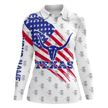 Load image into Gallery viewer, Texas Flag Longhorn Disc Golf Polo Shirts Custom Patriotic Golf Shirts For Women Golf Gifts LDT0267