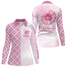 Load image into Gallery viewer, Faith Hope Love Breast Cancer Awareness Golf Tops Custom Pink Flower Golf Shirts For Women LDT0260