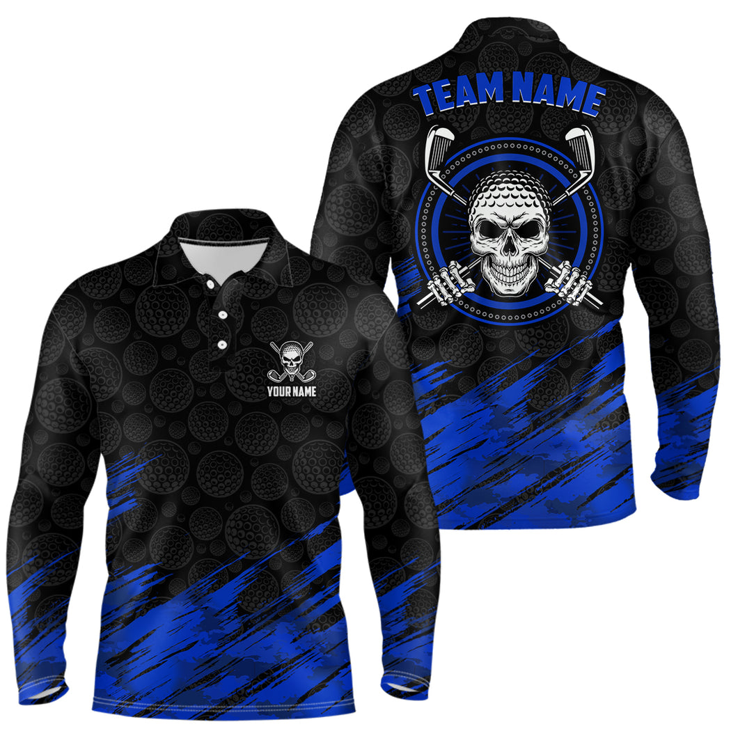 Personalized 3D All Over Print Skull Mens Golf Polo Shirt Navy Black Golf Shirts For Men LDT0560