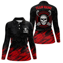 Load image into Gallery viewer, Personalized 3D All Over Print Skull Womens Golf Polo Shirt Red Black Golf Shirts For Women LDT0561