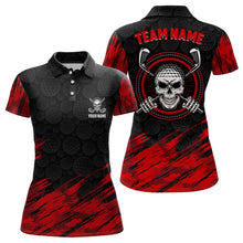 Load image into Gallery viewer, Personalized 3D All Over Print Skull Womens Golf Polo Shirt Red Black Golf Shirts For Women LDT0561