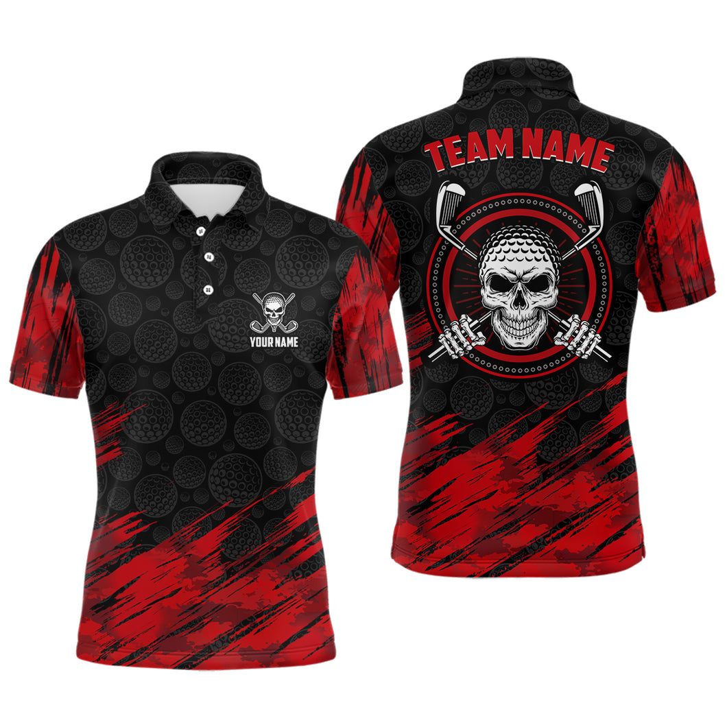 Personalized 3D All Over Print Skull Mens Golf Polo Shirt Red Black Golf Shirts For Men LDT0561