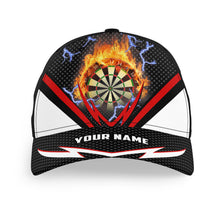 Load image into Gallery viewer, Thunder Lightning Red Personalized Darts Cap Custom Flame Darts Hat For Team Darts Gifts LDT1277