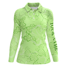 Load image into Gallery viewer, St Patrick Day Womens Golf Polo Shirt Shamrock Leaves Custom Golf Shirts For Women Golf Gifts LDT1260