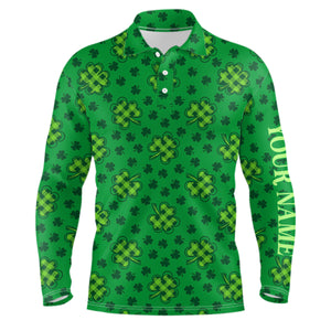 Clover St Patrick Day Mens Golf Polo Shirts Shamrock Leaves Custom Golf Shirts For Men Golfing Gifts LDT1261