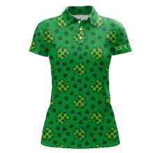 Load image into Gallery viewer, Clover St Patrick Golf Polo Shirts Shamrock Leaves Custom Golf Shirts For Women Golfing Gifts LDT1261