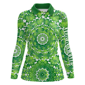 Green Clover Circle St Patrick Day Golf Polo Shirts Custom Golf Shirts For Women Golf Gifts LDT1263